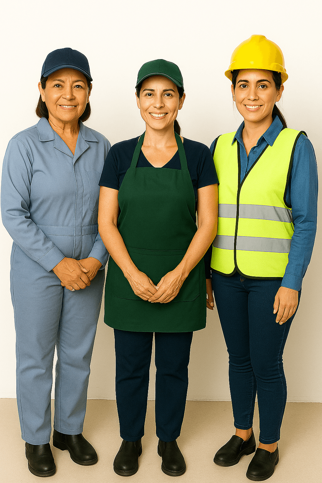 Tres trabajadoras de operaciones representando la diversidad de empleos en Empleo Digno